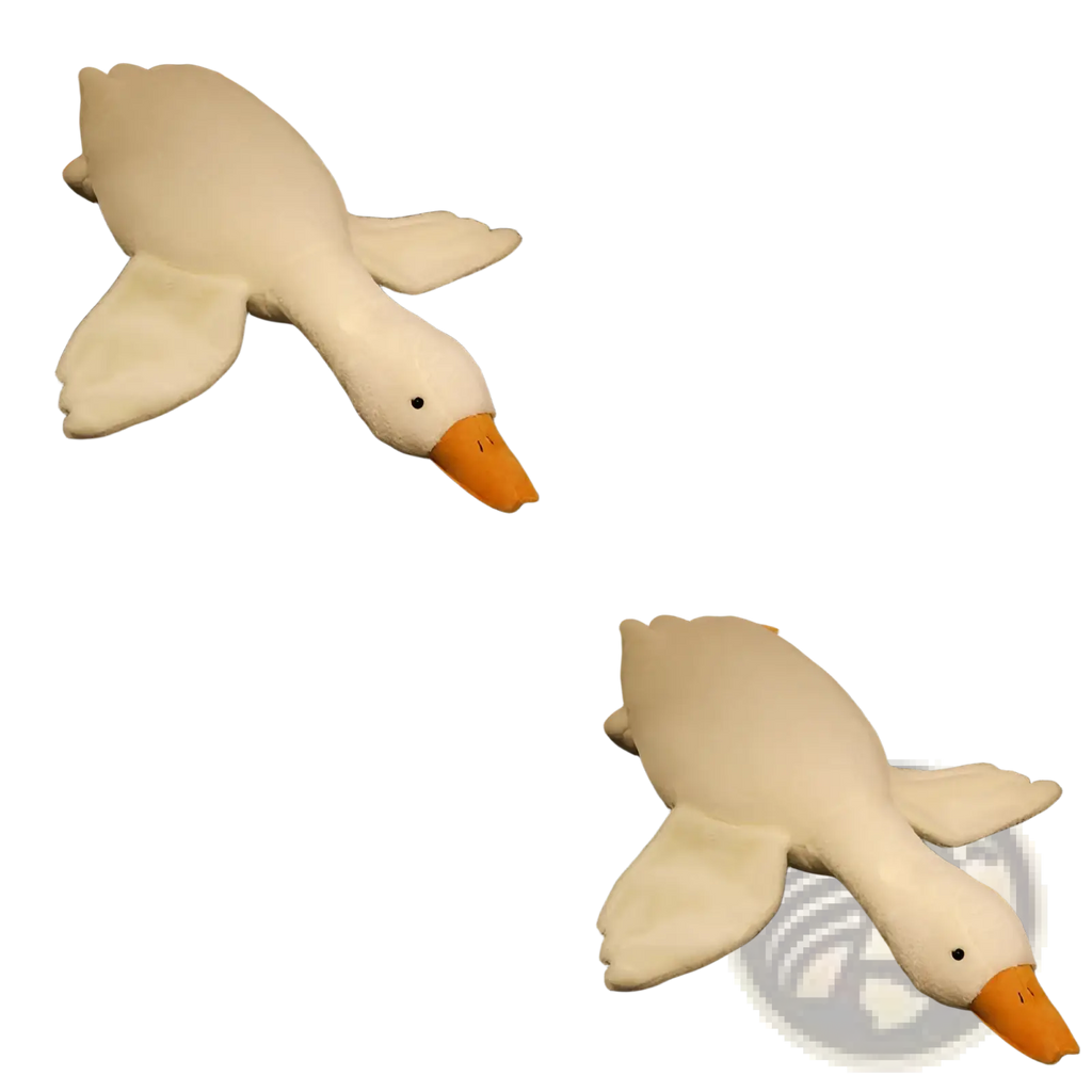 Giant white goose plush sleeping pillow toy with soft fabric material and orange beak and feet
