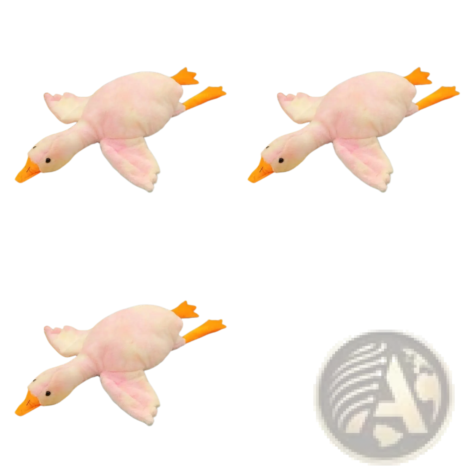A giant white goose plush sleeping pillow toy featuring a soft pink fabric body with orange beak and feet