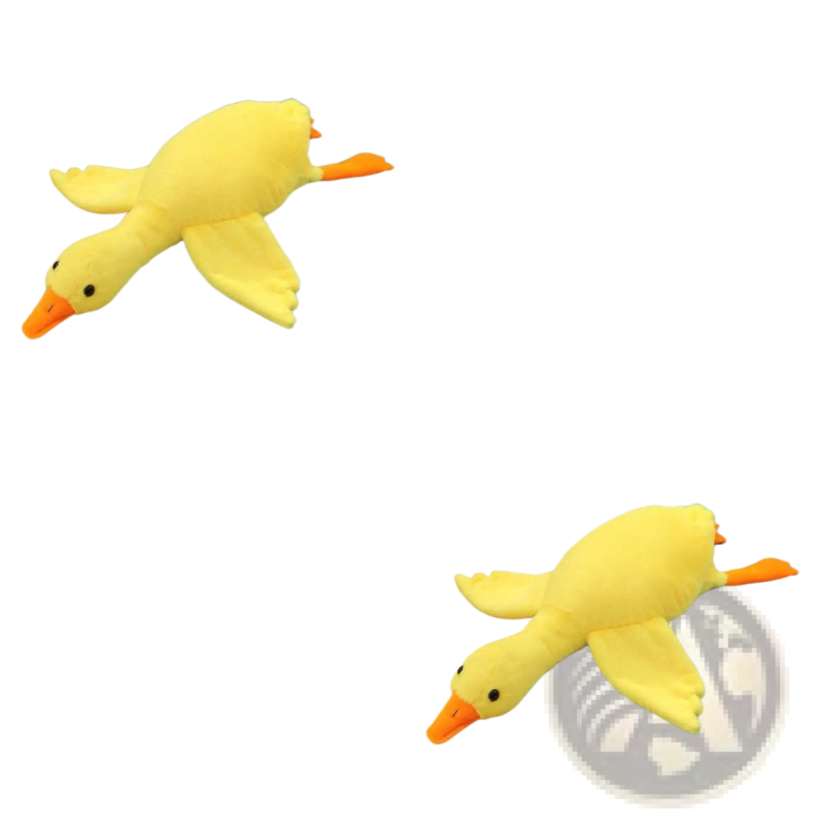 A giant white goose plush sleeping pillow toy made of soft fabric featuring a plush yellow duck with orange beak and feet