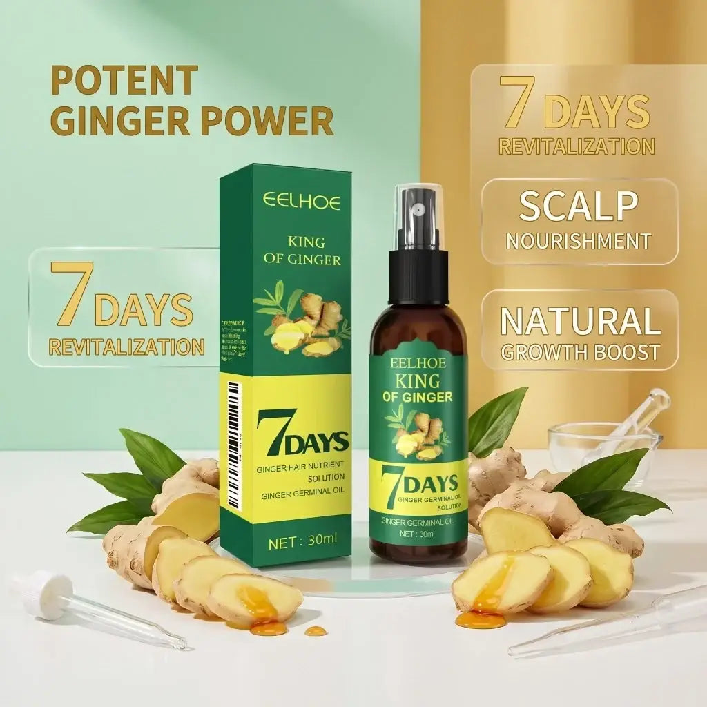 Eelhoe king of ginger 7 days scalp nourishment spray in amber glass bottle to strengthen hair roots and hair