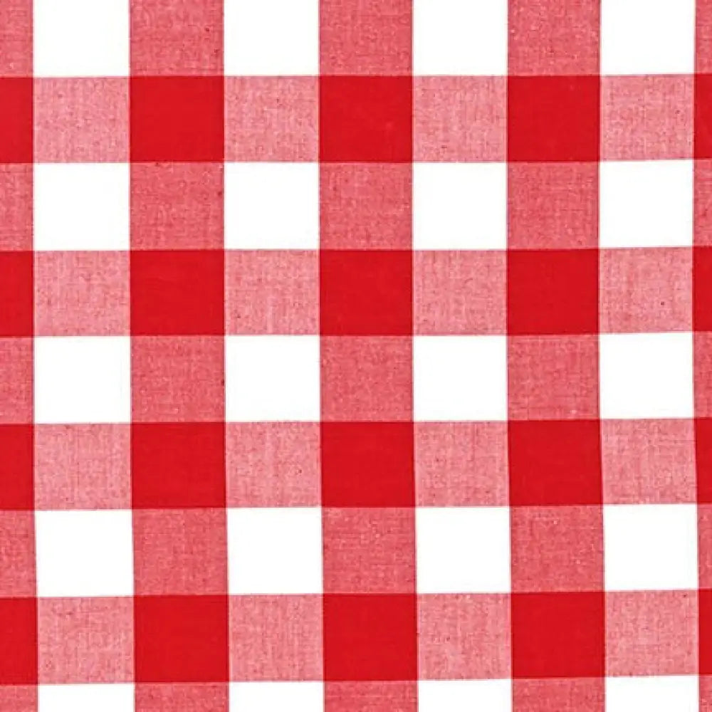 Red gingham 1950s vintage cotton midi swing dress featuring red and white checkered classic gingham fabric pattern