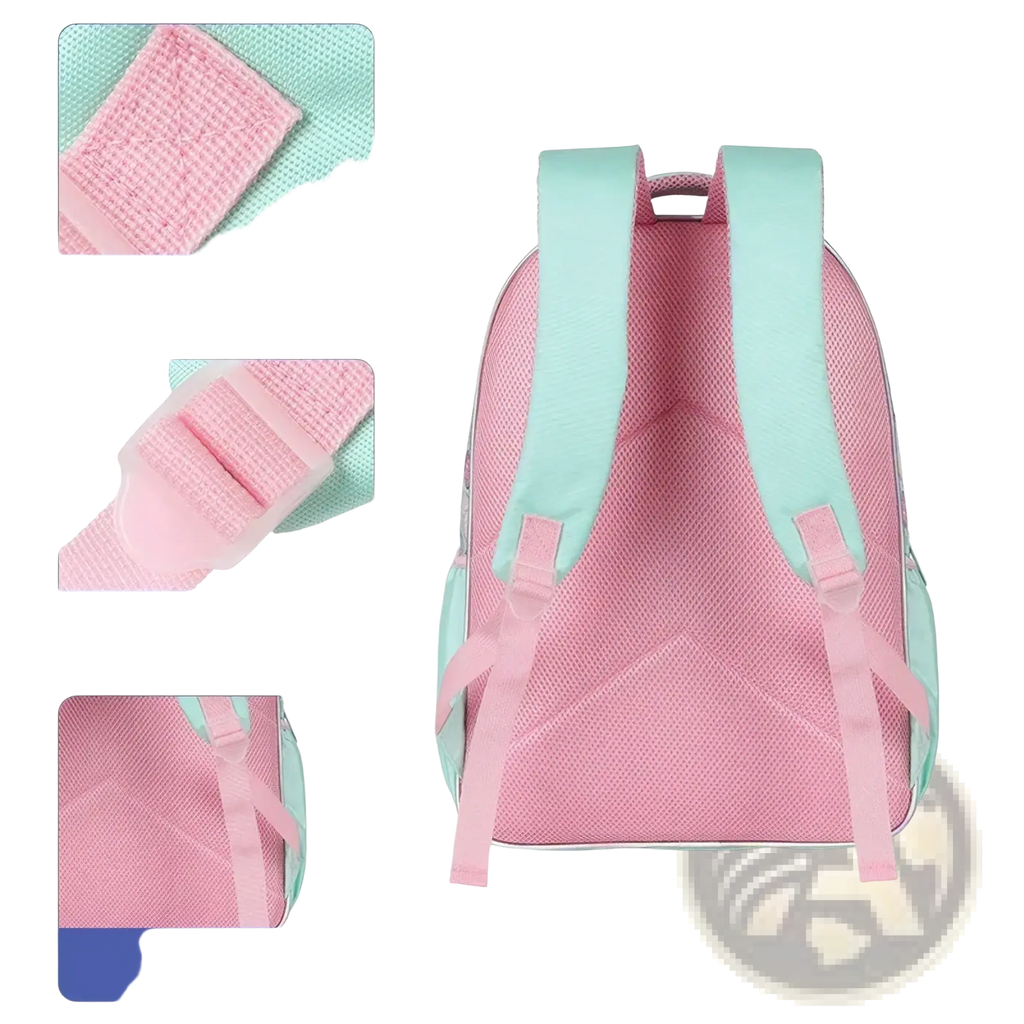 Girls butterfly school backpack set pastel pink and mint green mesh backpack with adjustable shoulder straps