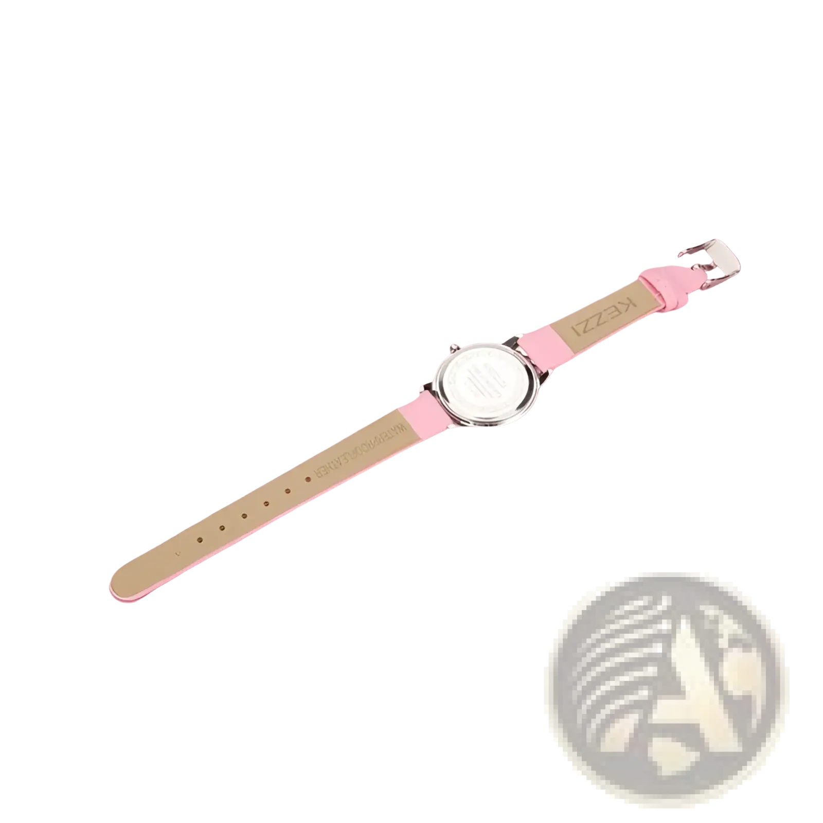 Girls floral rhinestone quartz watch with a pink pu leather strap and silver-toned case and buckle