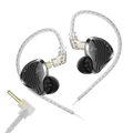 Black and silver inlaid gk kunten hifi wired ear headphones with microphone and transparent braided cable design