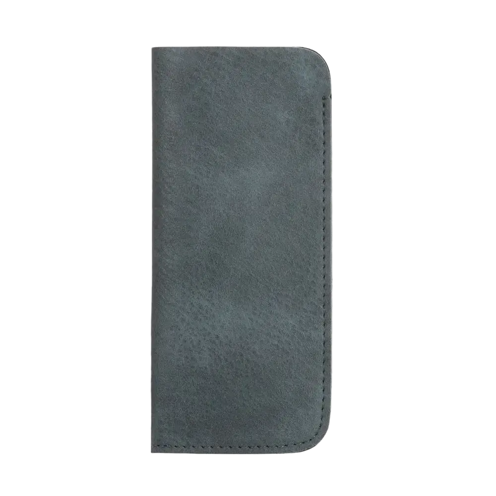 Grey faux leather glasses bag style 1 with zippered closure for eyewear accessories protection