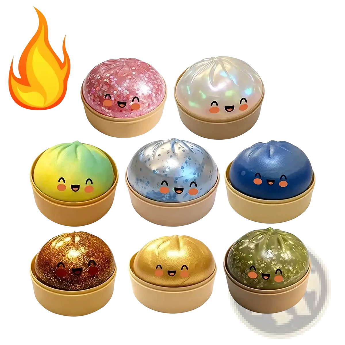 Colorful glitter dumpling stress balls slow rebound toy in pink blue green and gold for stress relief and sensory play