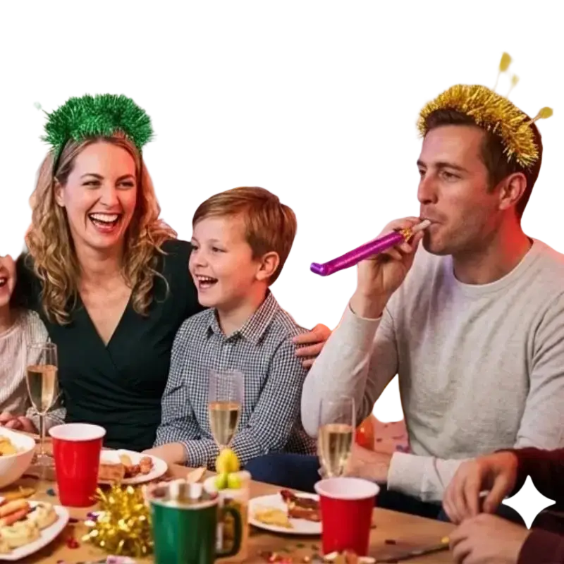 Gold glittery new year’s crown plastic headband hair accessory with star decorations for family gatherings