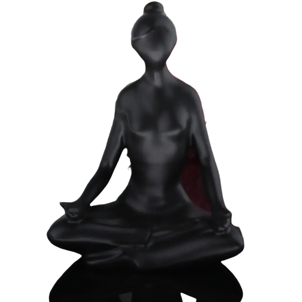 Black glossy resin yoga figurine set featuring a smooth minimalist meditation figure for decorative use