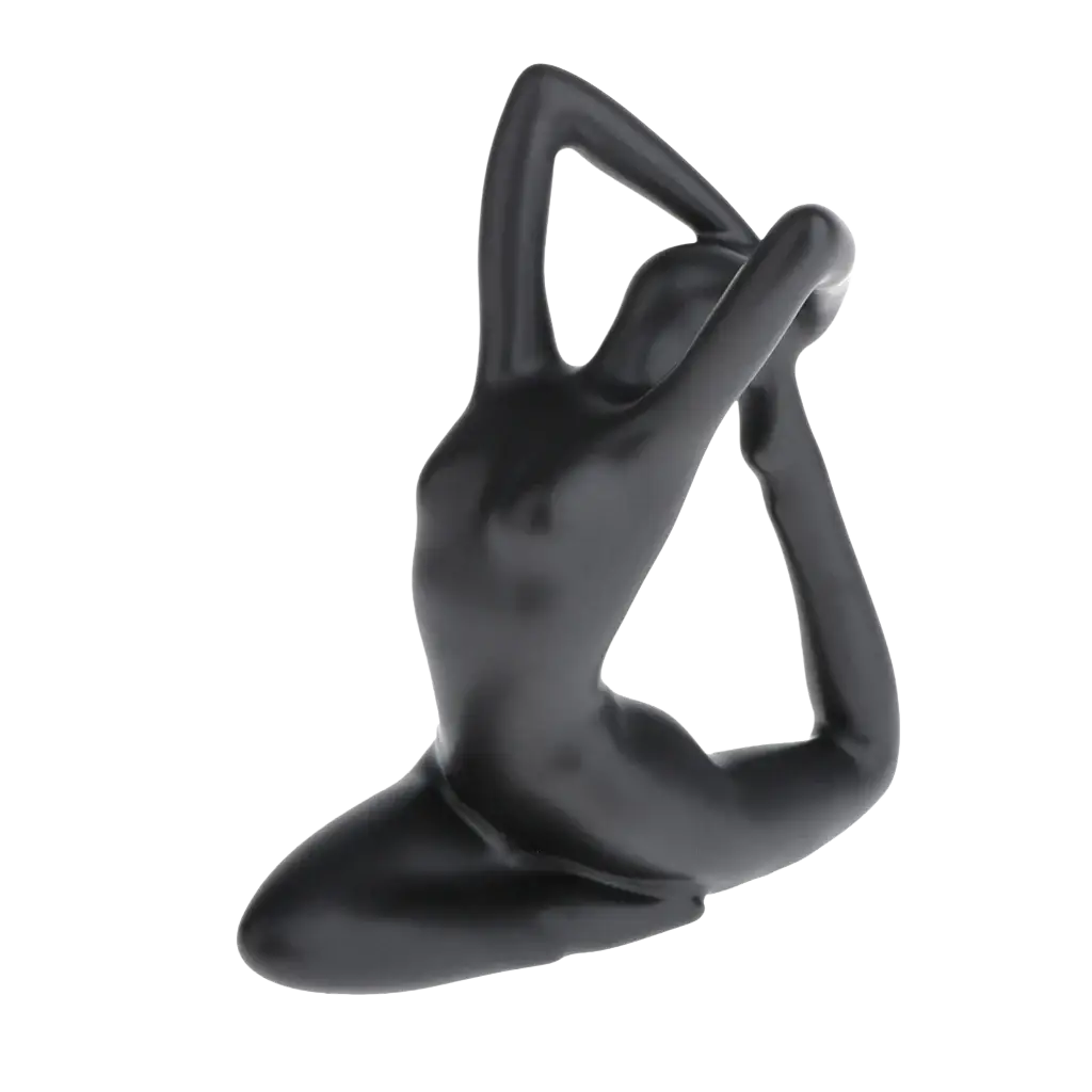 Black glossy ceramic yoga figurine of a woman in a pose from the glossy resin yoga figurine set