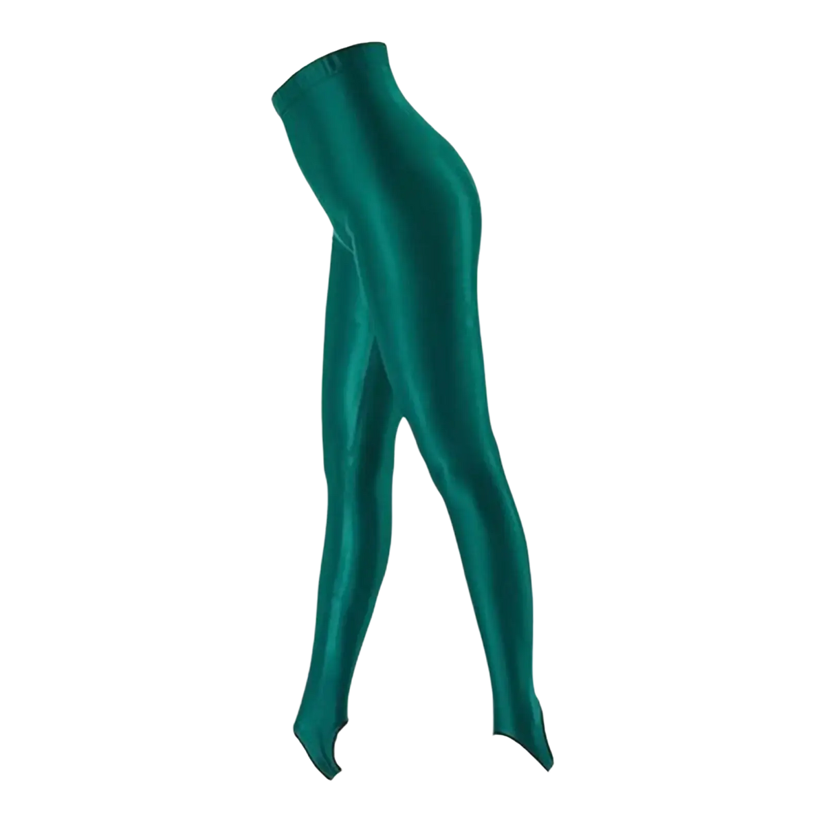 Emerald green glossy stirrup leggings high waist fitness pants with high-shine, sleek, form-fitting design