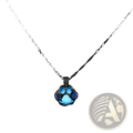 A glowing blue paw print pendant necklace with a silver-toned chain, designed as animal night light jewelry