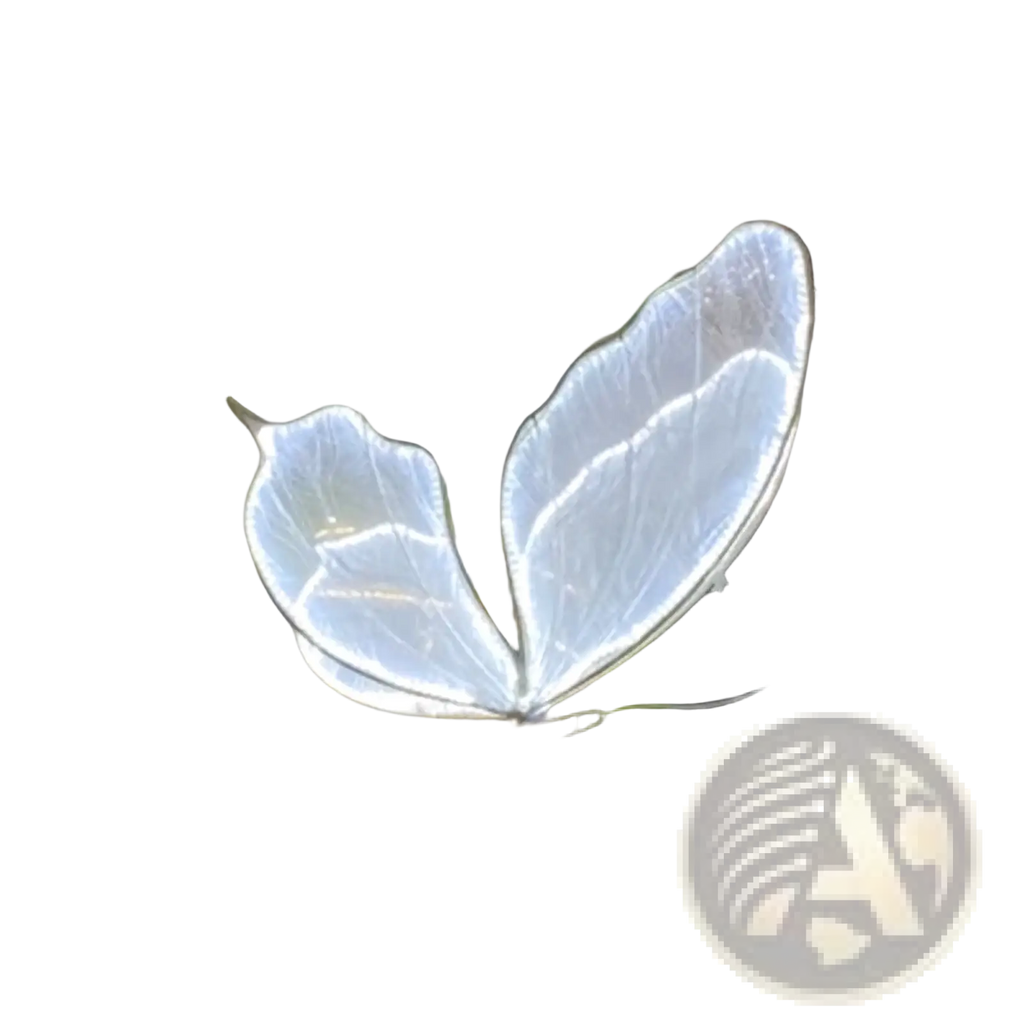 A glowing butterfly wings hanging wedding stage light with luminous white translucent wings and a golden frame