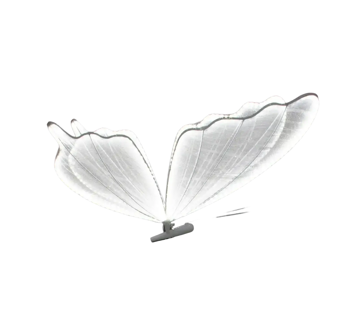 White butterfly wings led light fixture with translucent wings and slim metallic base for wedding stage light use