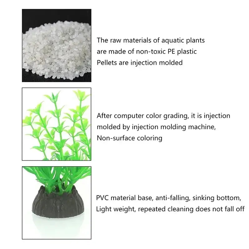 Green high quality artificial silicone fish tank plant with a black PVC base for glowing aquarium decor