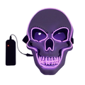 Purple led cold light glowing mask skull costume with glowing edges and controller package battery pack attached