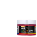 A vibrant red goiple magenta temporary hair color wax in a sleek cylindrical jar with white lid and black label