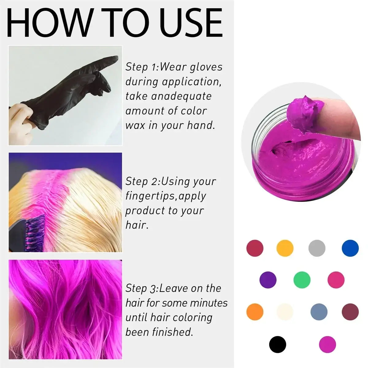 Goiple magenta temporary hair color wax in a clear glass jar with vibrant glossy creamy texture 40g