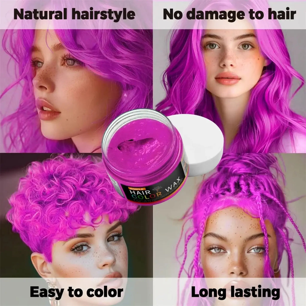 Goiple magenta temporary hair color wax in vibrant purple in a clear jar with white lid 40g container