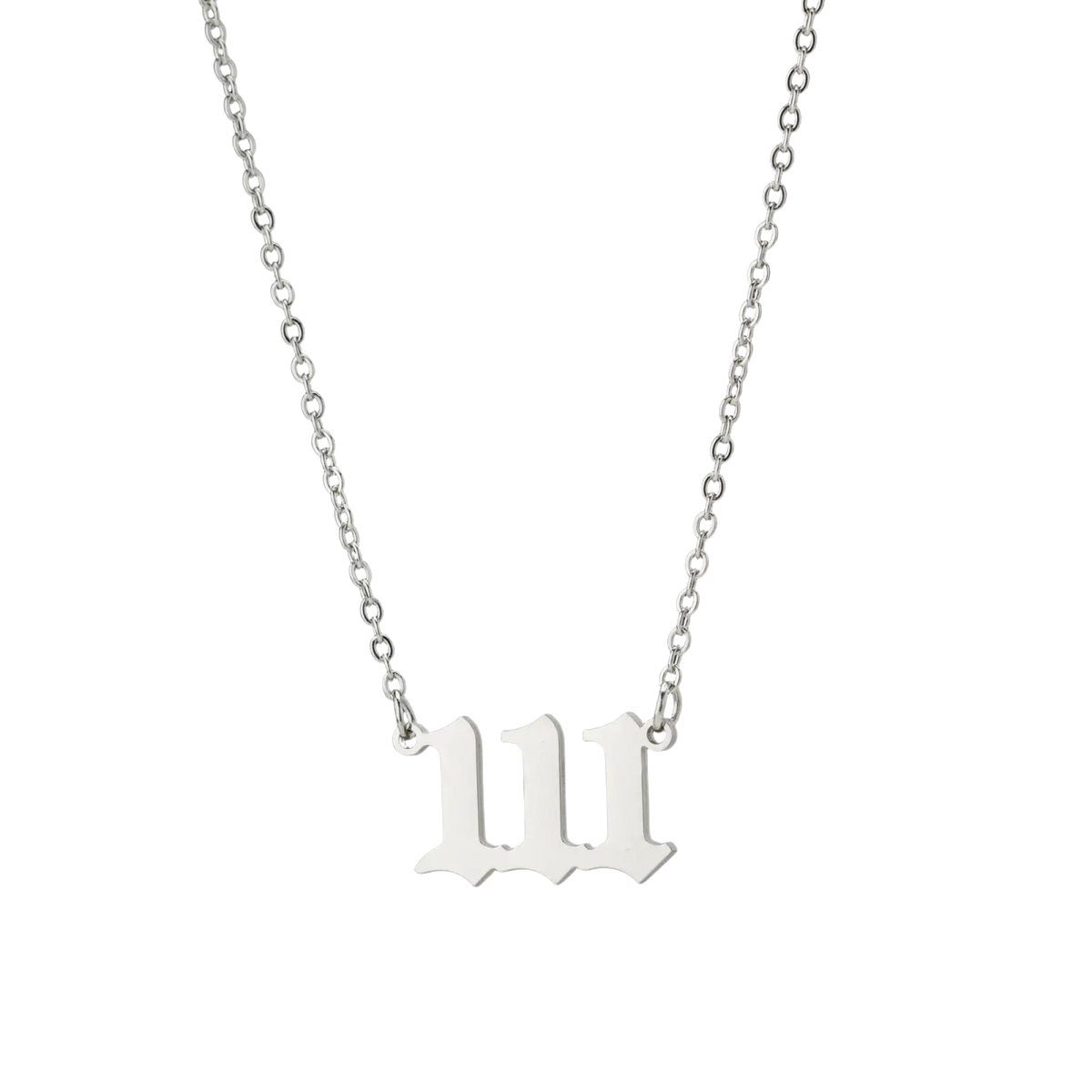 Silver chain necklace with sleek gothic style w pendant featured in gold angel number 7 necklace collection