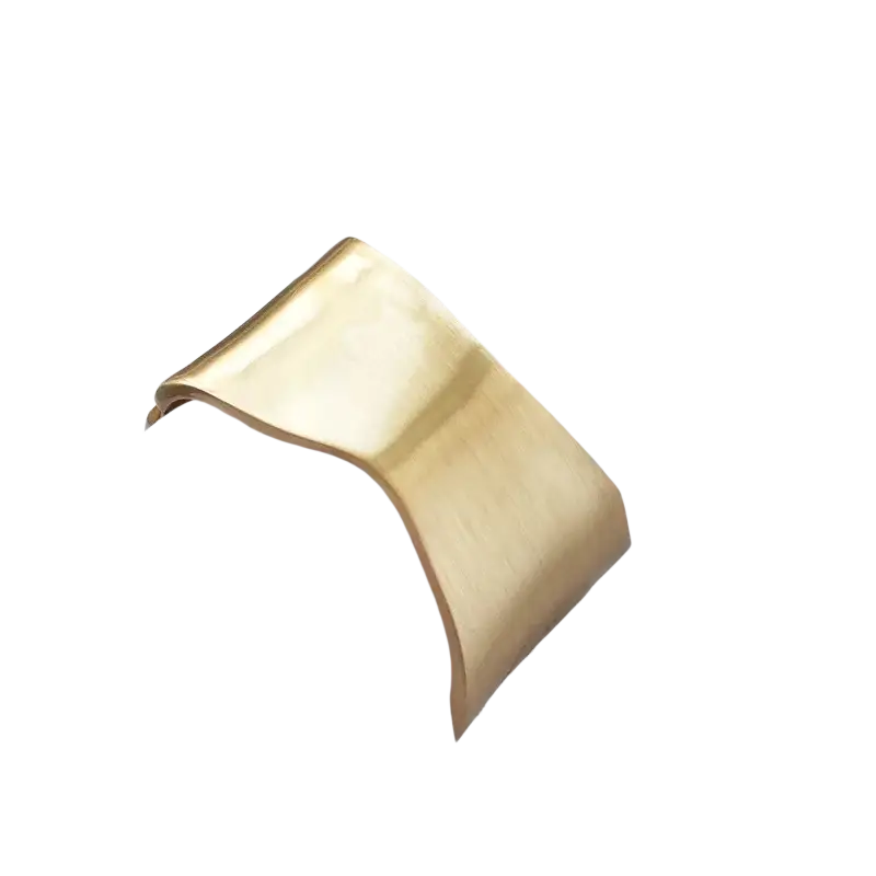 Gold asymmetric wide bangle bracelet featuring a gold-toned, sleek, modern wide cuff design