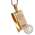 Gold bar diamond pendant necklace for women featuring a gold-plated 1000g fine gold bar with engraved markings and diamonds