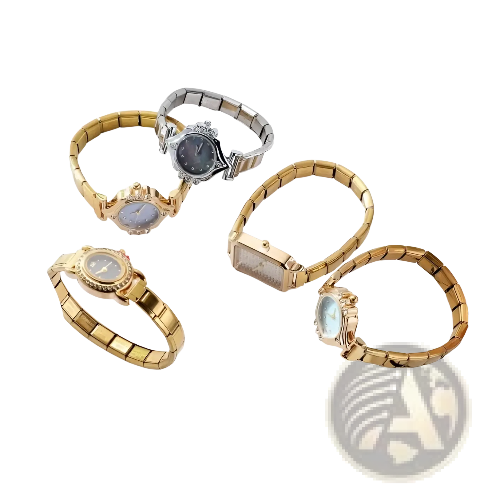 Gold bracelet watch women luxury elegant wristwatch featuring gold-toned modular designs with various face colors and styles