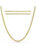 18k gold plated 3.5mm Cuban link chain necklace with a polished gold-colored interlocking design and secure clasp