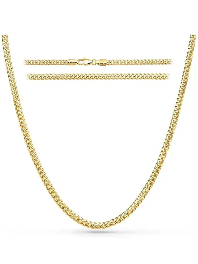 18k gold plated 3.5mm Cuban link chain necklace with a polished gold-colored interlocking design and secure clasp