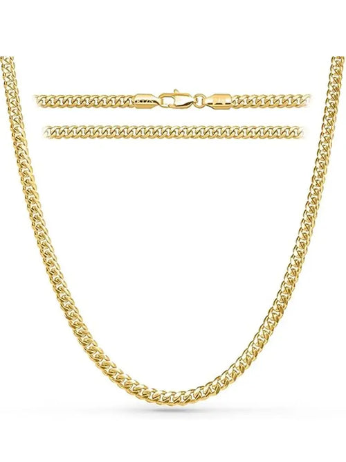 18k gold plated 5mm stainless steel cuban link necklace with polished gold-colored interlocking chain and matching clasp