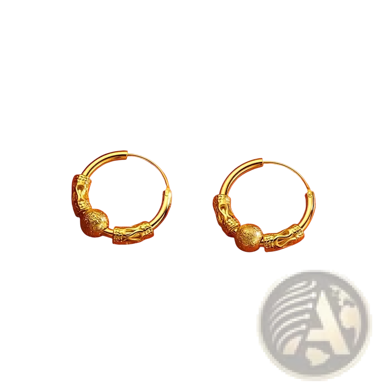 Gold dragon hoop earrings featuring intricate dragon head designs and a textured spherical centerpiece for fine jewelry gifts