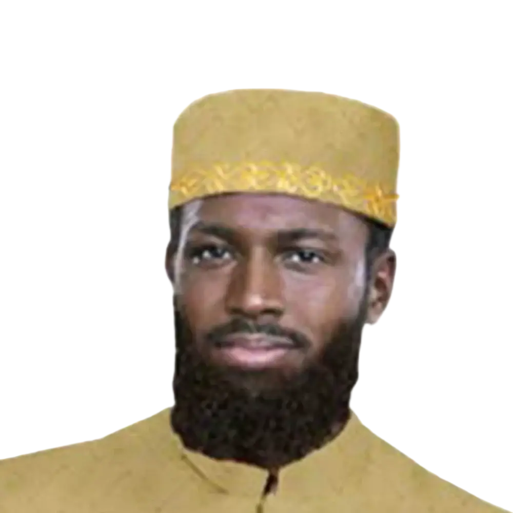 Gold embroidered Muslim prayer hat featuring a gold-colored cap with a decorative golden band around the base