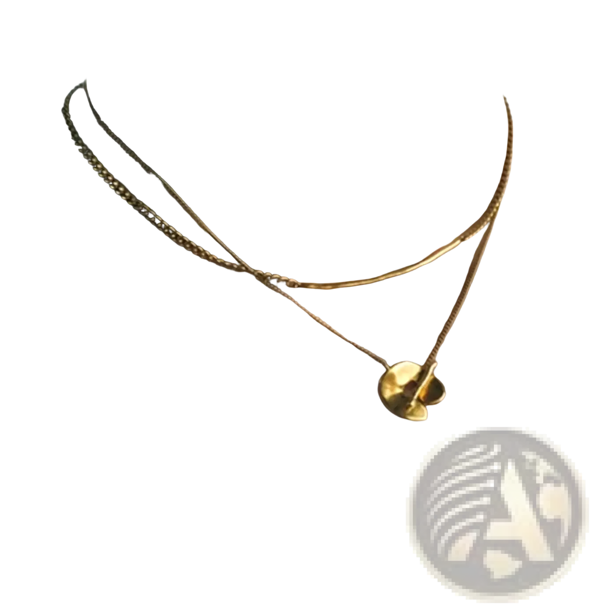 Gold geometric layered pendant necklace for women featuring delicate gold-toned fine and textured curb chains with abstract leaf pendant