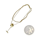 Gold geometric layered pendant necklace for women featuring gold-toned delicate chain with curved bar and t-bar charm