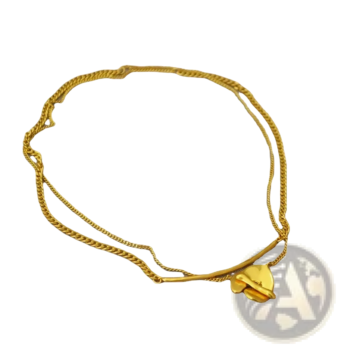 Gold-toned double-strand chain bracelet with delicate heart-shaped pendant complementing gold geometric layered necklace women