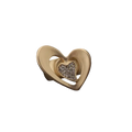 Gold-toned heart ring with a smaller pave-set crystal heart center rhinestone adjustable jewelry ring