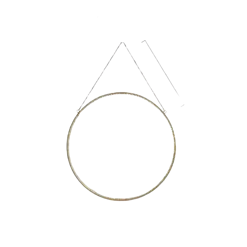 Gold hexagonal wall hanging mirror with a round 30cm diameter gold frame and minimalist design