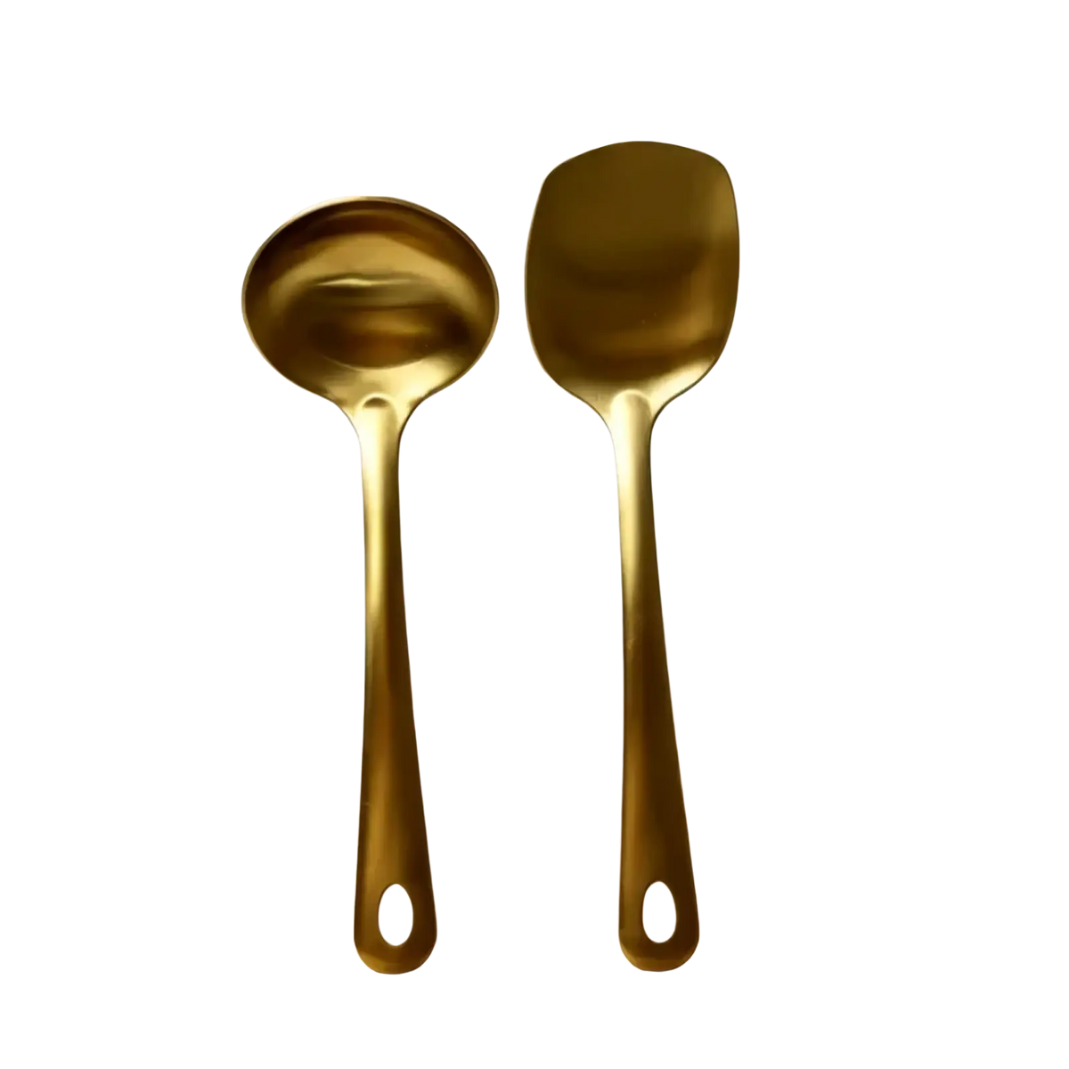 Gold kitchen utensil set stainless steel serving spoon and spatula with sleek modern design for cooking use