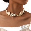 Gold lava choker necklace featuring gold-toned textured sculptural links with an organic minimalist design