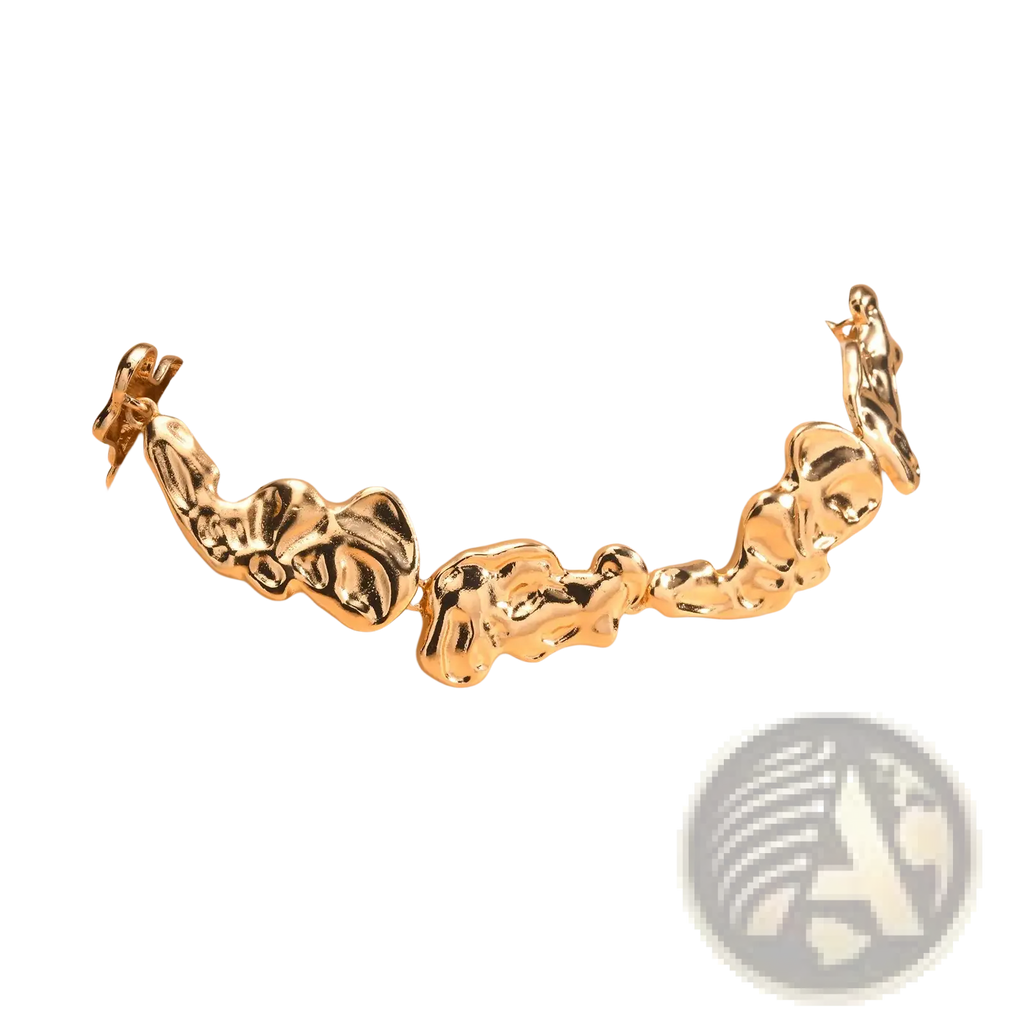 Gold lava choker necklace featuring a gold-toned sculptural chain with organic flowing links and polished finish