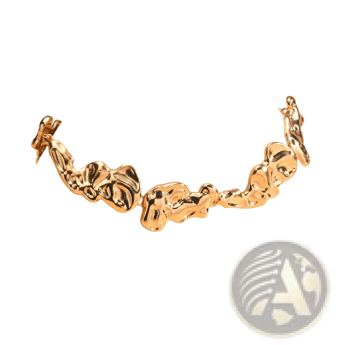Gold lava choker necklace featuring a gold-toned sculptural chain with organic flowing links and polished finish