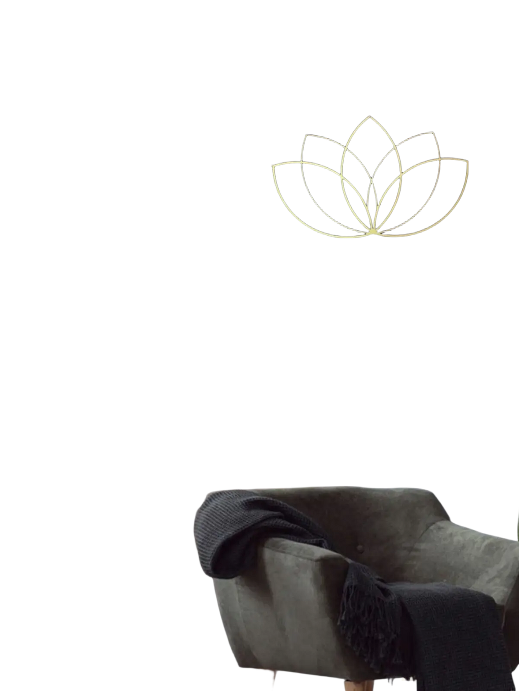 Gold-colored minimalist lotus flower metal wall art for modern zen home decor and office spaces