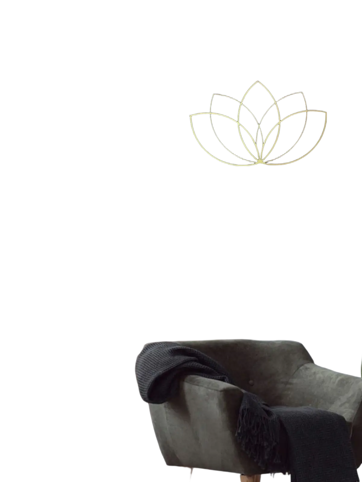 Gold-colored minimalist lotus flower metal wall art for modern zen home decor and office spaces