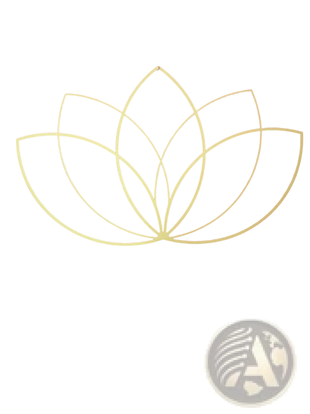 Gold lotus flower metal wall art with delicate gold-toned slender interconnected petals in a minimalist zen design