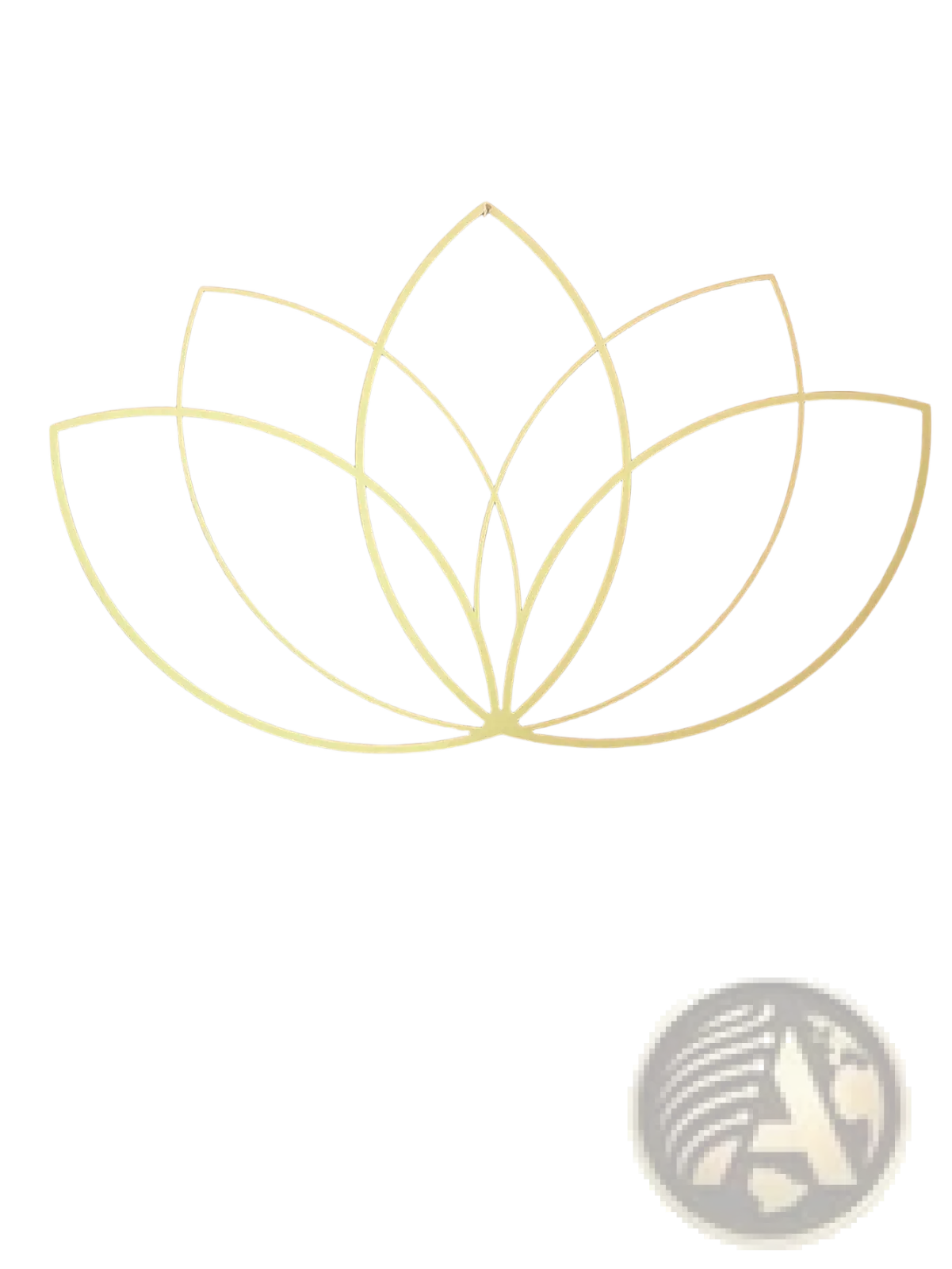 Gold lotus flower metal wall art with delicate gold-toned slender interconnected petals in a minimalist zen design