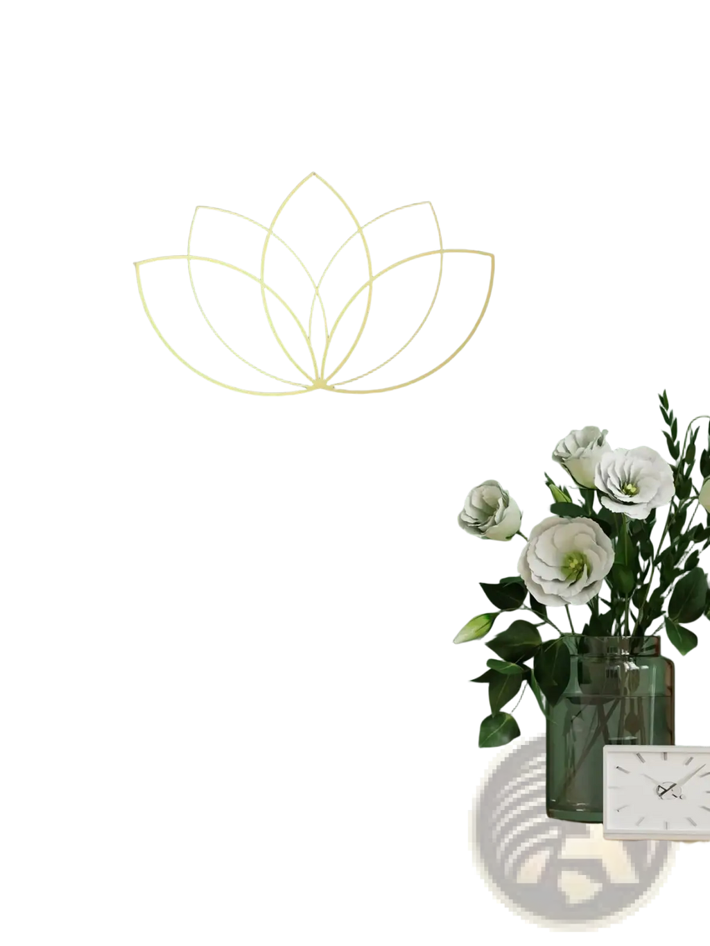 Gold-colored minimalist lotus flower metal wall art perfect for modern zen decor