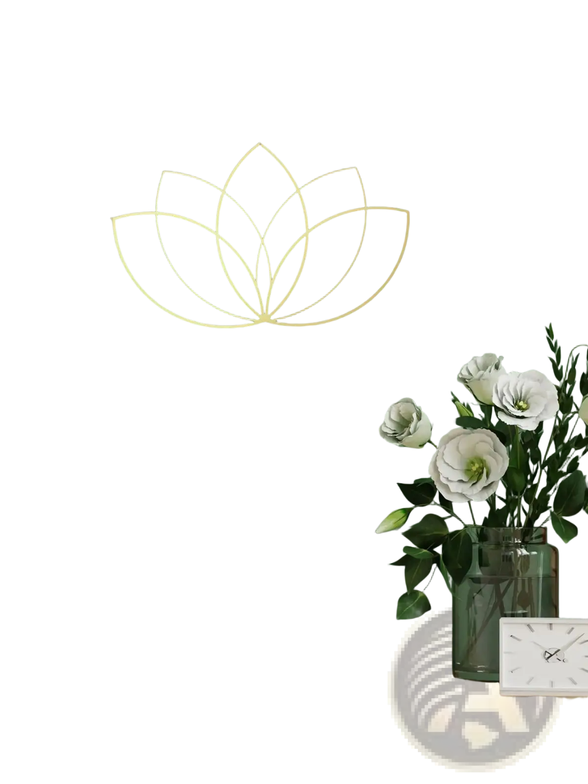Gold-colored minimalist lotus flower metal wall art perfect for modern zen decor