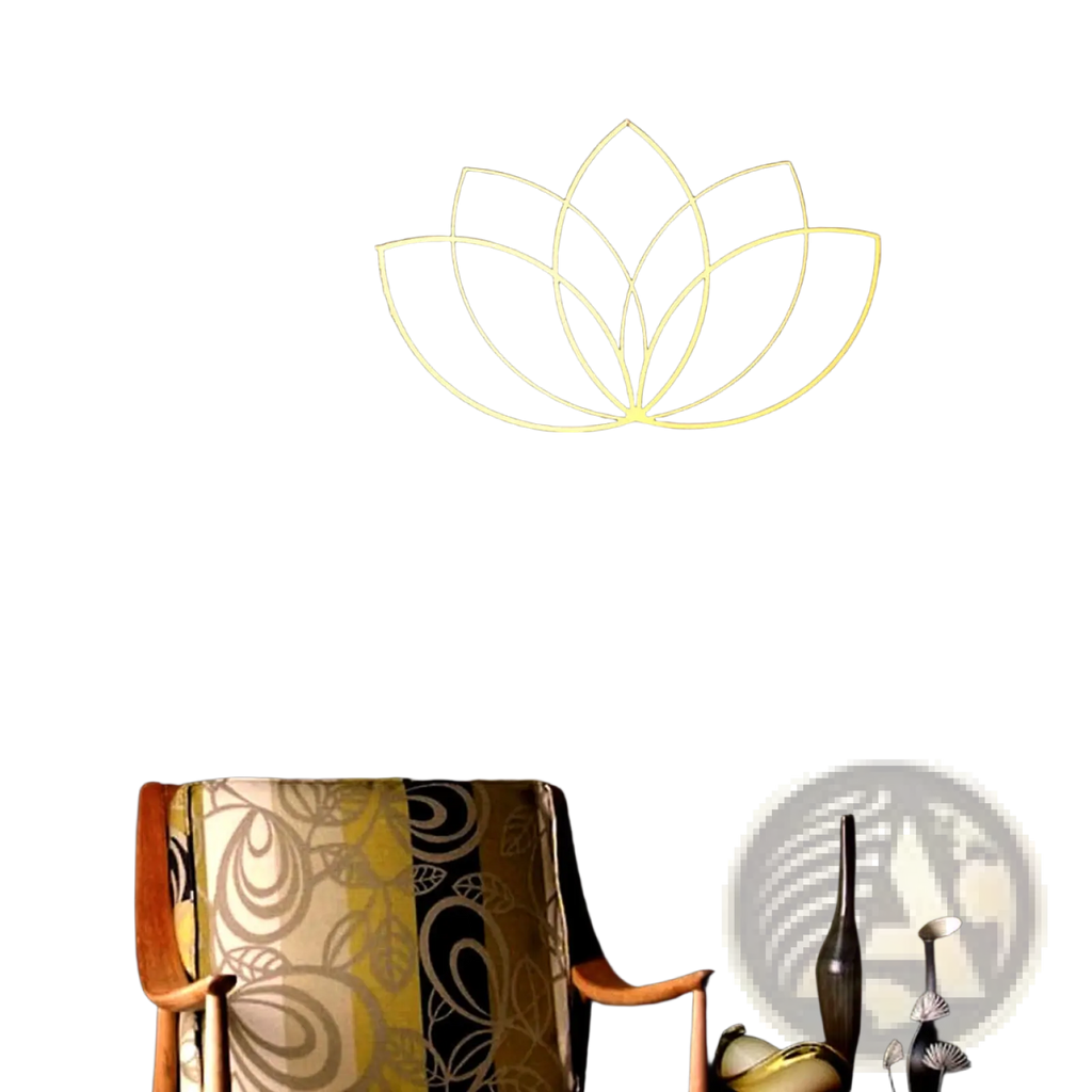 Gold lotus flower metal wall art featuring a golden neon lotus design for modern zen decor