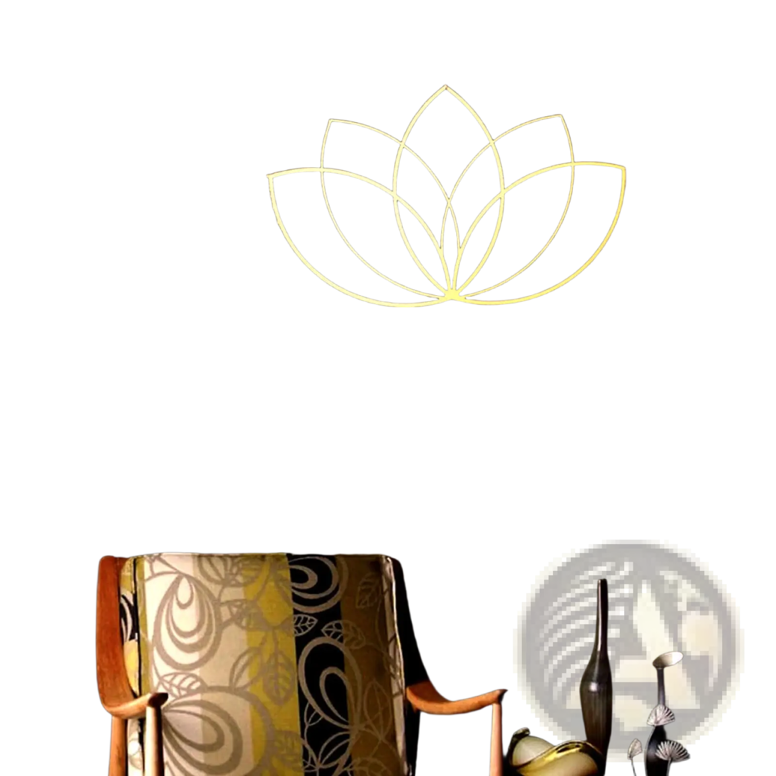 Gold lotus flower metal wall art featuring a golden neon lotus design for modern zen decor