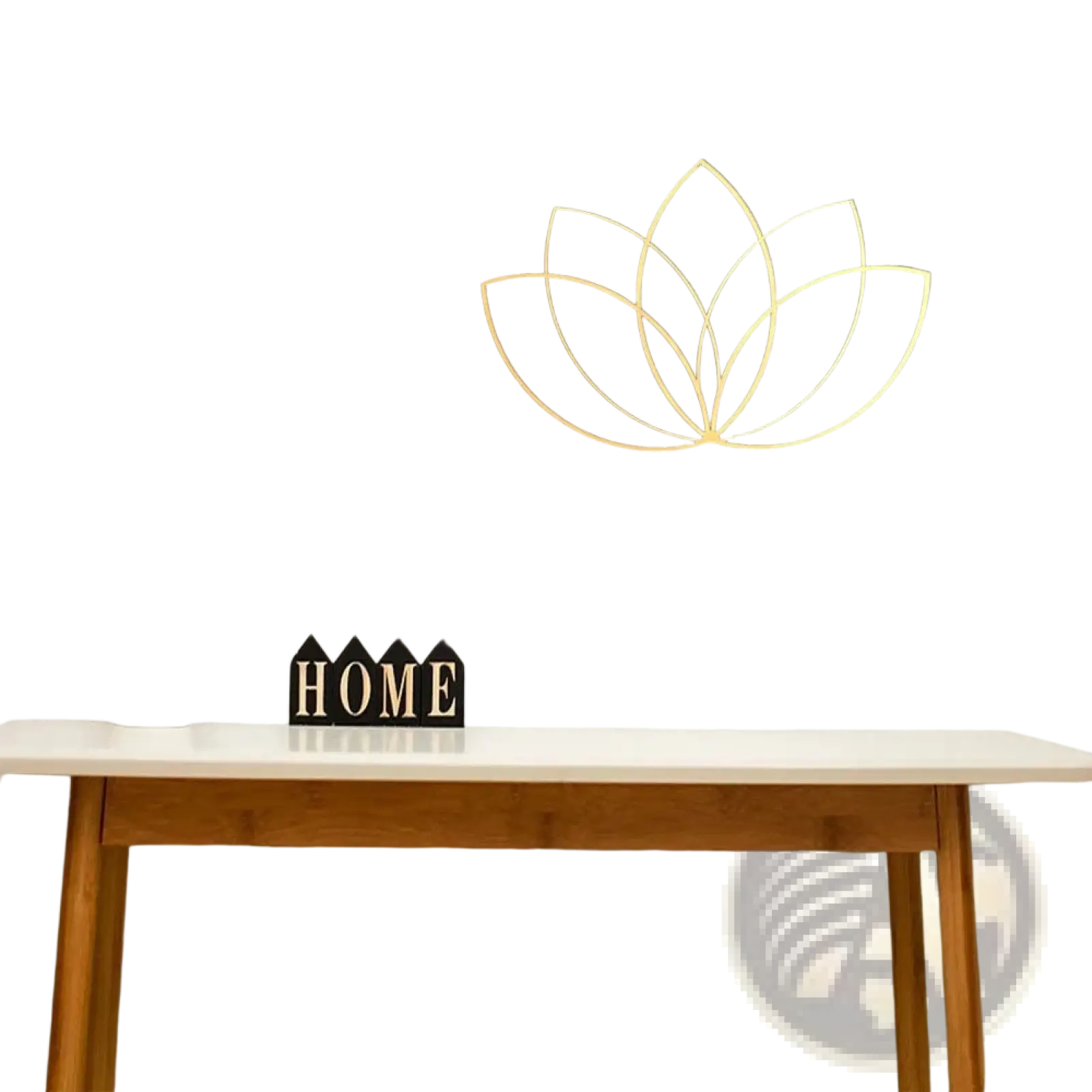 Gold lotus flower metal wall art featuring a gold wire lotus design for modern zen decor on the wall