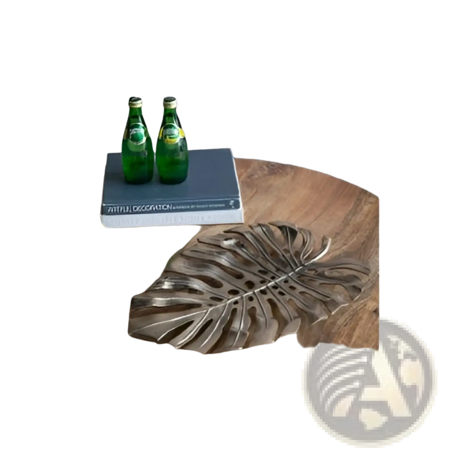 Silver monstera leaf-shaped serving tray with metallic finish and intricate vein detailing for gold monstera decor